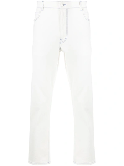 Shop Stella Mccartney Contrasting Stitch Straight-leg Jeans In White
