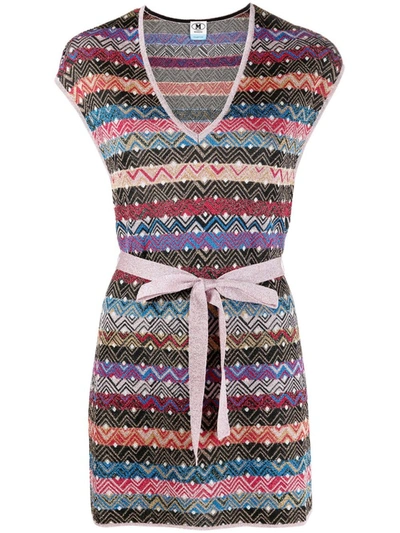 Shop M Missoni Multicolour Zigzag Knit V-neck Top In Multicolor