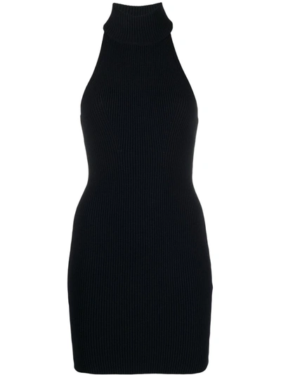 Shop Dsquared2 Navy Blue Halterneck Mini Dress In Black