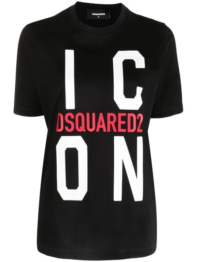 Shop Dsquared2 Black Icon Logo-print T-shirt