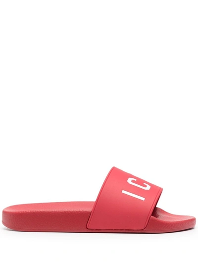 Shop Dsquared2 Red Icon Print Sliders