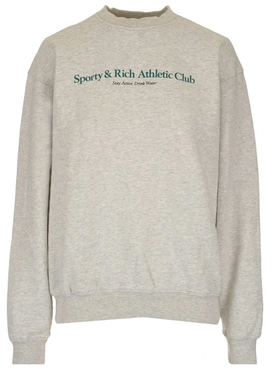 Shop Sporty And Rich Sporty & Rich Athletic Club Print Sweatshirt In Grey