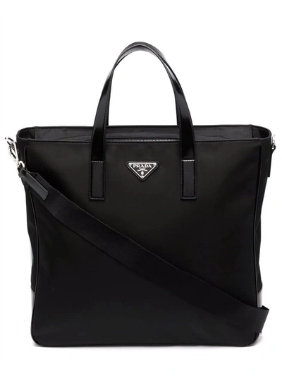Shop Prada Black Re-nylon Tote Bag In Nero