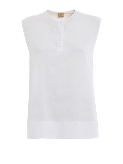 Shop Fay White Linen Sleeveless Blouse