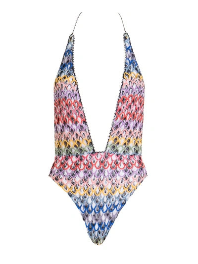 Shop Missoni Multicoloured Crochet  One-piece