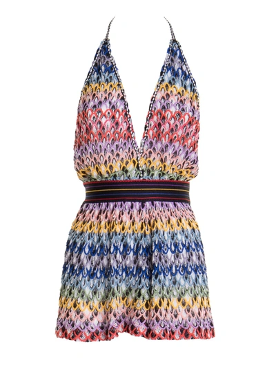 Shop Missoni Conchiglia Crochet Playsuit In Multicolour