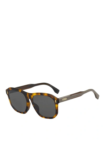 Shop Fendi Brown Acetate Sunglasses