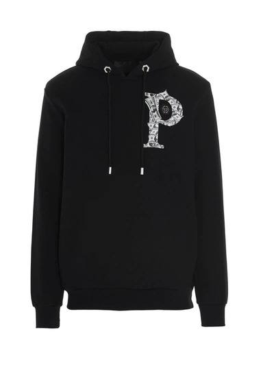 Shop Philipp Plein Money Print Drawstring Hoodie In Black