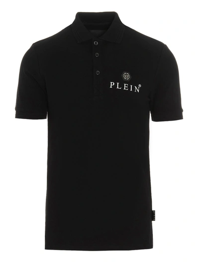 Shop Philipp Plein Logo Print Polo Shirt In Black