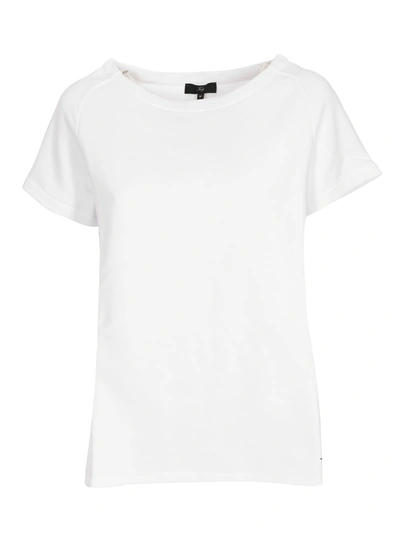 Shop Fay Logo Embroidered Short Sleeve Sweatshirt In White
