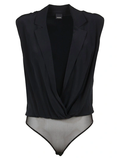 Shop Pinko Draped Sleeveless Bodysuit In Black
