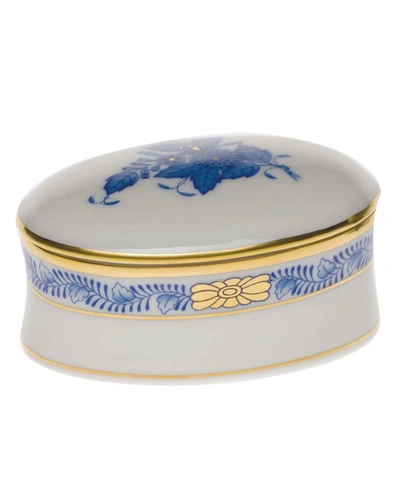 Shop Herend Chinese Bouquet Blue Oval Box