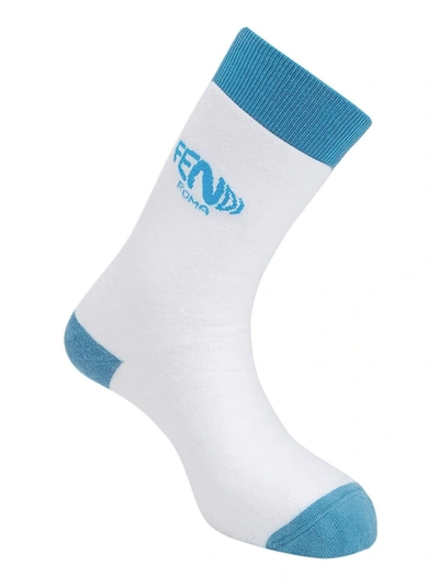 Shop Fendi X Sarah Coleman Fisheye Logo Socks Blue