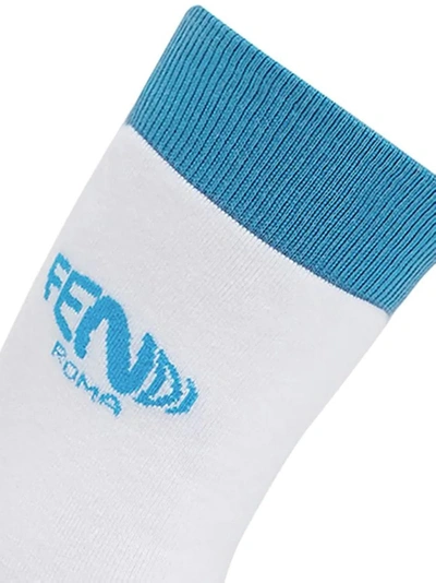 Shop Fendi X Sarah Coleman Fisheye Logo Socks Blue