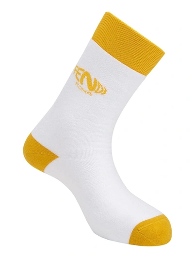 Shop Fendi X Sarah Coleman Fisheye Logo Socks Yellow