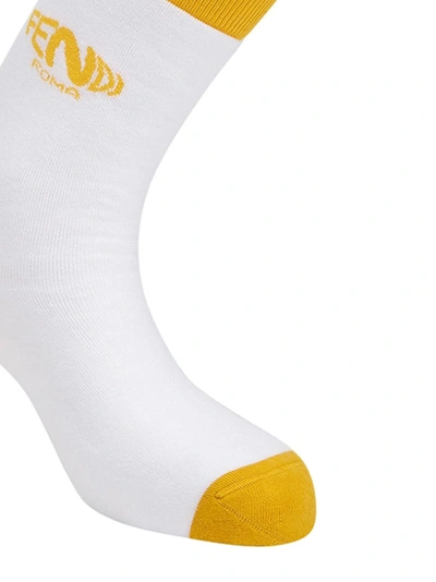Shop Fendi X Sarah Coleman Fisheye Logo Socks Yellow