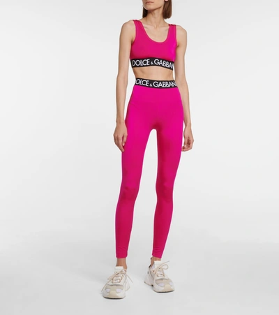 Shop Dolce & Gabbana Logo Sports Bra In Pink