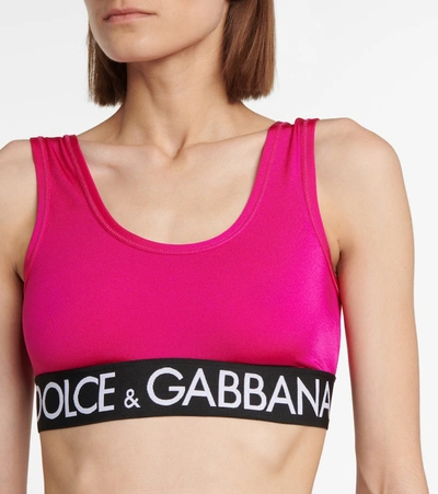 Shop Dolce & Gabbana Logo Sports Bra In Pink