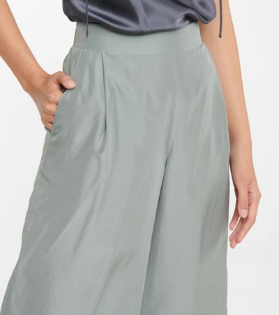 Shop Vince High-rise Straight Silk Pants In Grey