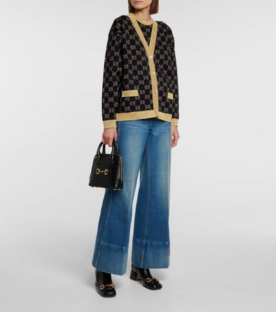 Shop Gucci Cotton-blend Lamé Top In Blue