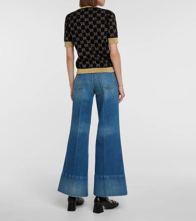 Gucci Metallic Intarsia Wool-blend Sweater In Blue