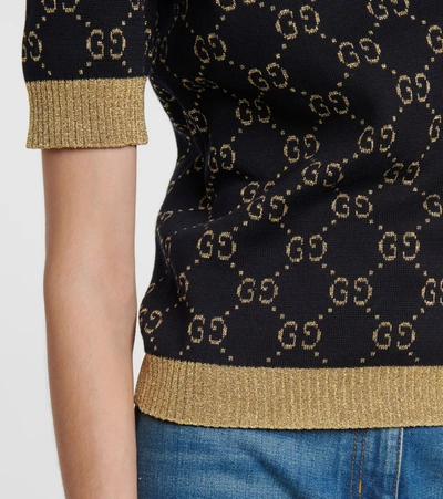 Gucci Metallic Intarsia Wool-blend Sweater In Blue