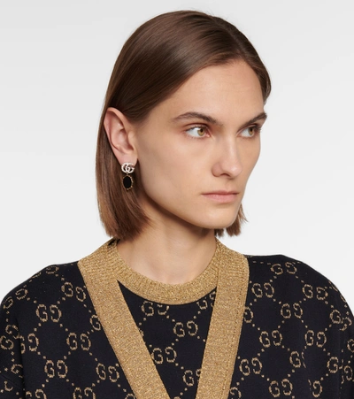 Shop Gucci Double G Embellished Earrings In Black