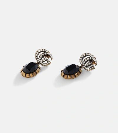 Shop Gucci Double G Embellished Earrings In Black