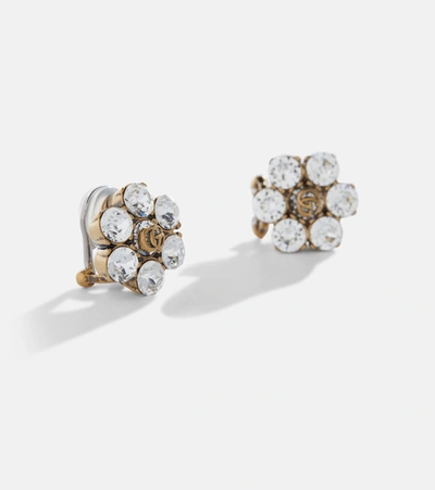 Shop Gucci Double G Embellished Clip-on Earrings In Gold