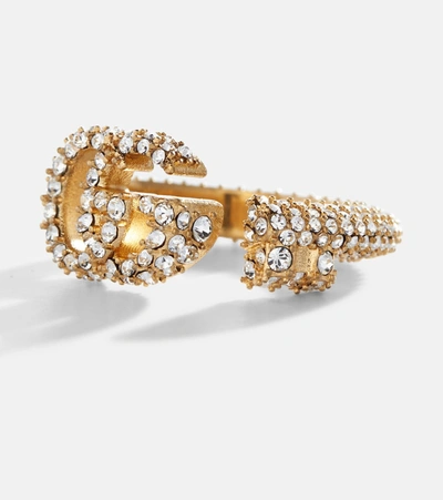 Shop Gucci Double G Embellished Ring In Gold