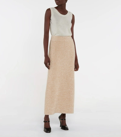 Shop The Row Caluso Cashmere And Silk Skirt In Beige