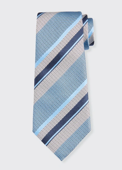Shop Ermenegildo Zegna Men's Macro Scale Stripe Silk Tie In Br Blustrp