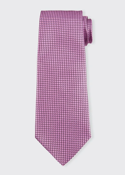 Shop Ermenegildo Zegna Men's Micro-pattern Silk Tie In Md Pnk Fan