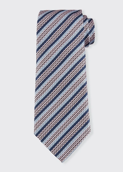 Shop Ermenegildo Zegna Men's Herringbone Stripes Silk Tie In Md Pnk Sld