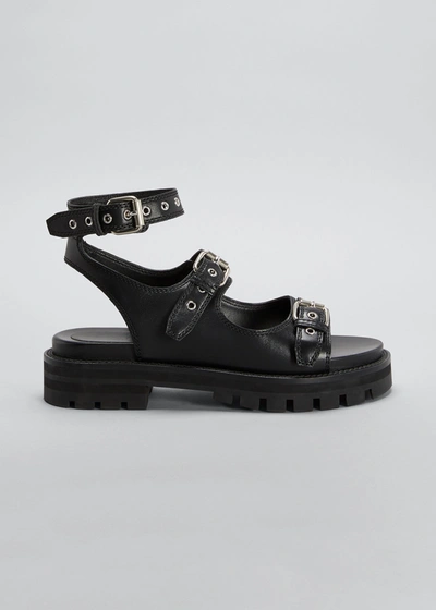 Shop Alaïa Buckle Lug-sole Sporty Sandals In 999 Noir