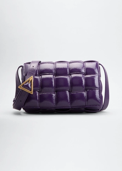 Shop Bottega Veneta Shiny Padded Cassette Crossbody Bag In Purple
