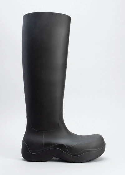 Shop Bottega Veneta Puddle Rubber Knee Rain Boots In Nero