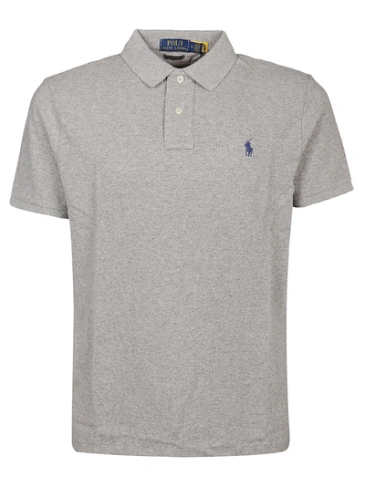 Shop Polo Ralph Lauren Logo Embroidered Polo Shirt In Grey