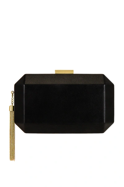 Olga Berg Lia Facetted Clutch With Tassel In Black