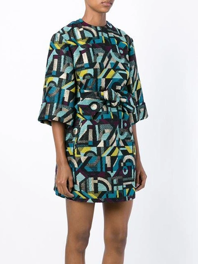 Shop Olympia Le-tan Abstract Woven Mini Dress