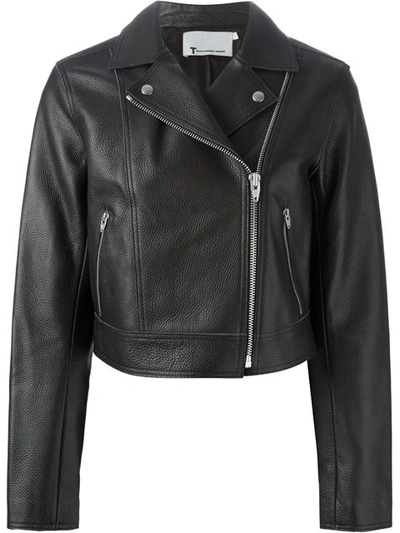 Alexander Wang T Leather Oversized Motorcycle Jacket In Black