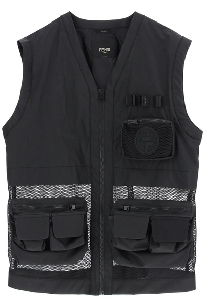Shop Fendi Ff Fish Eye Utility Vest In Black