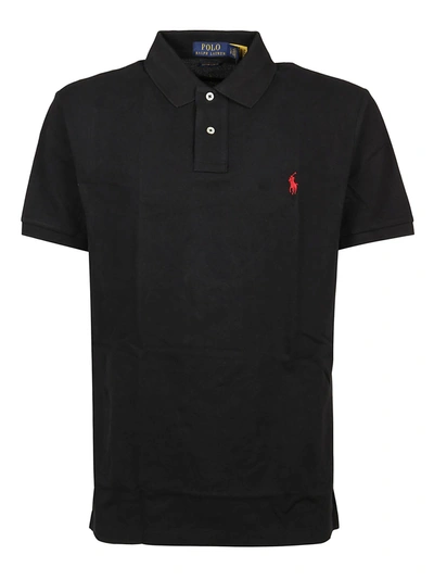 Shop Polo Ralph Lauren Logo Embroidered Polo Shirt In Black