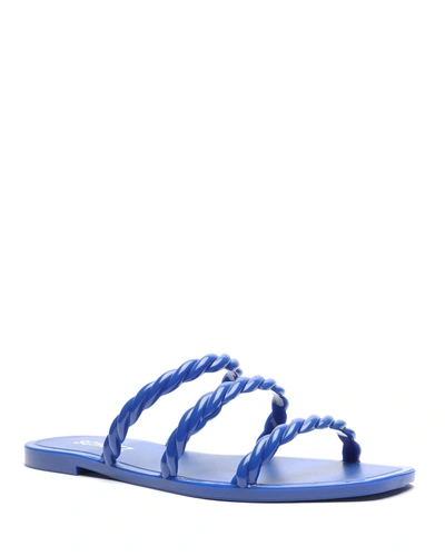 Shop Schutz Diana Braided Trio-strap Slide Sandals In Royal Blue