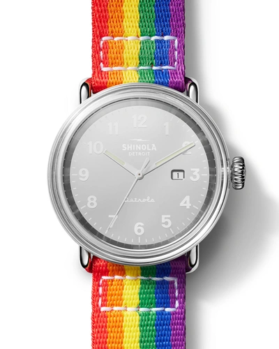 Shop Shinola Men's Detrola Pride 43mm 2-strap Watch Set In Rainbow