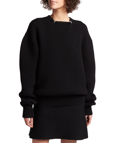 Shop Bottega Veneta Shetland Ring-collar Wool Sweater In Black