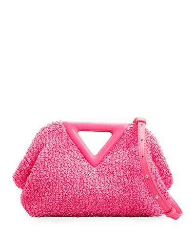 Bottega Veneta Point Raffia & Leather Top Handle Bag In Pink