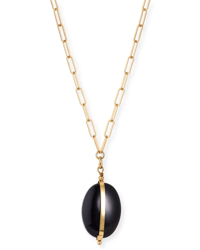 Shop Isabel Marant Stone Pendant Necklace, Black/rosewood