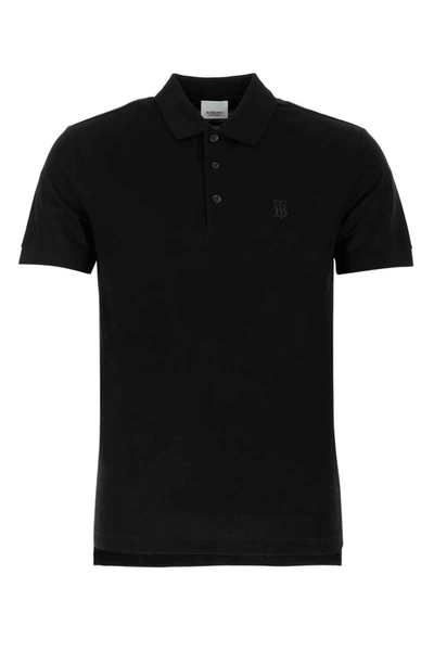 Shop Burberry Monogram Embroidered Polo Shirt In Black