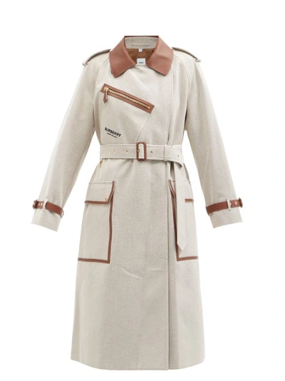 Burberry Dockray Cotton-canvas And Leather Trench Coat In Light Beige |  ModeSens